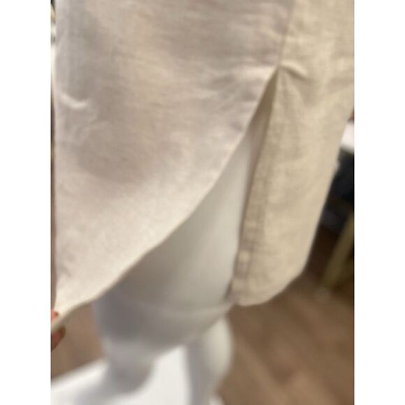 BARBARA GERWIT Linen Blouse Top S/M Tunic‎ Beaded Shirt Sand Dollar Ivory Beach - Picture 4 of 12